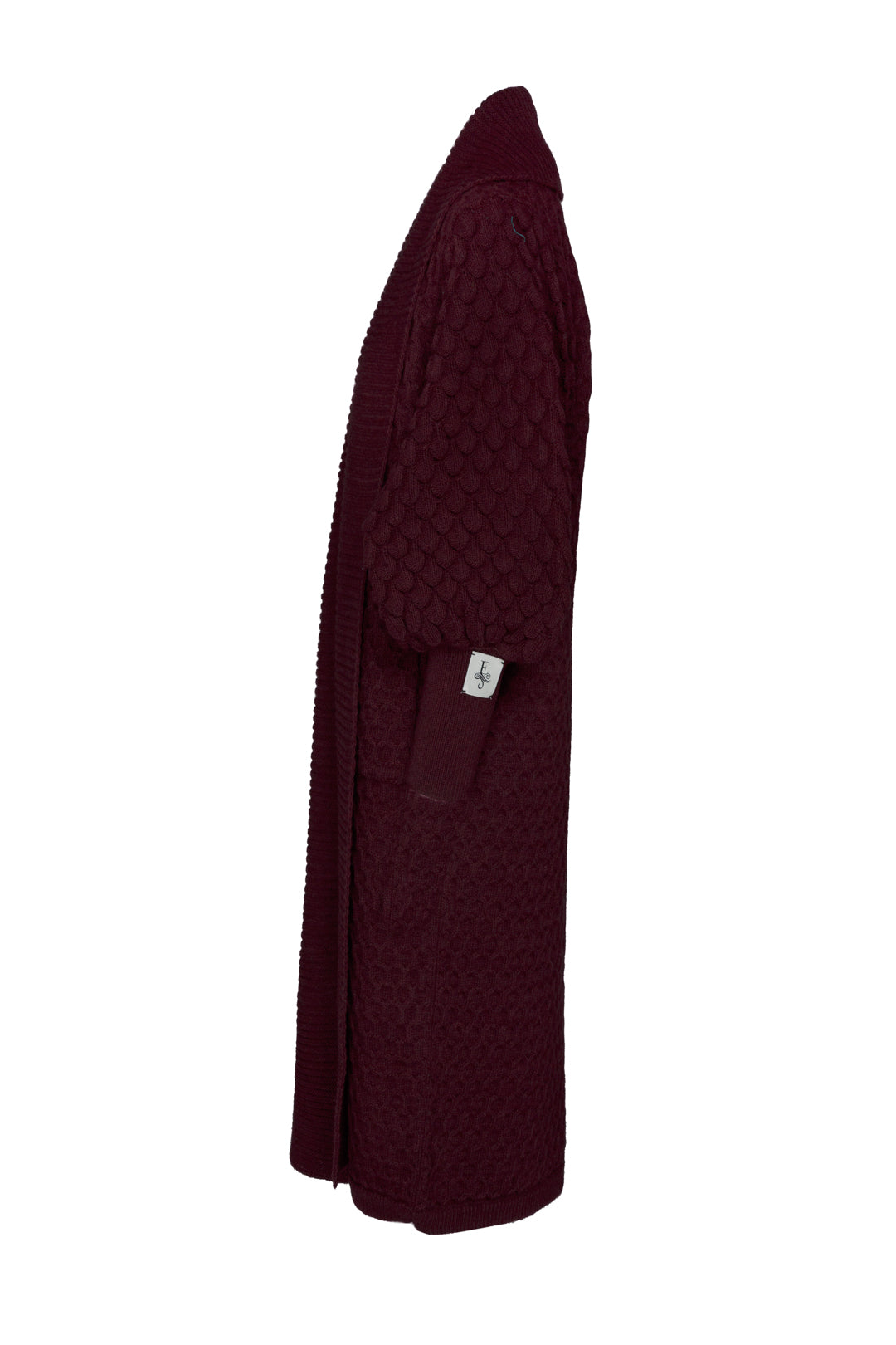 GENEVIEVE LONG BURGUNDY CARDIGAN 