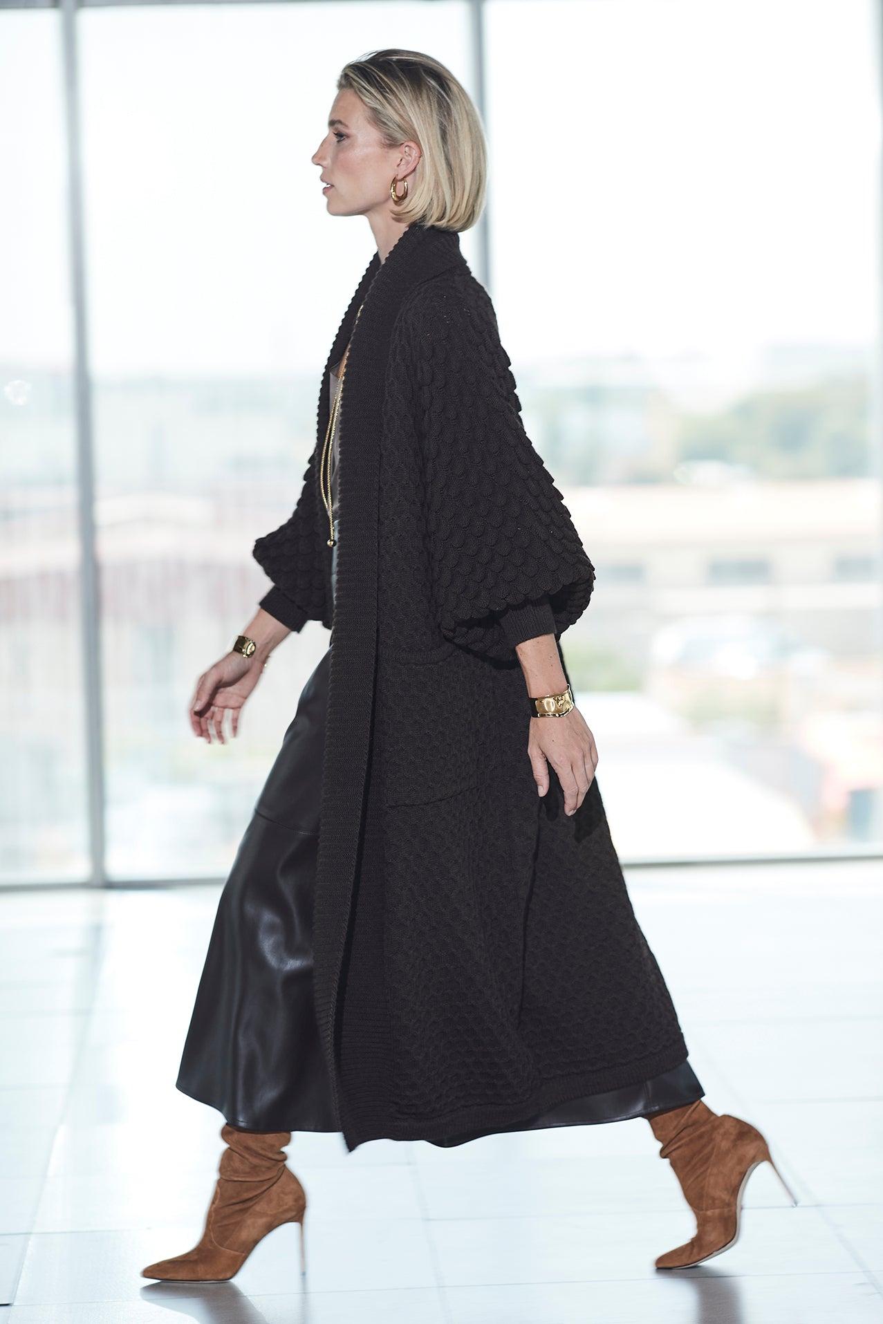 GENEVIEVE LONG BROWN CARDIGAN