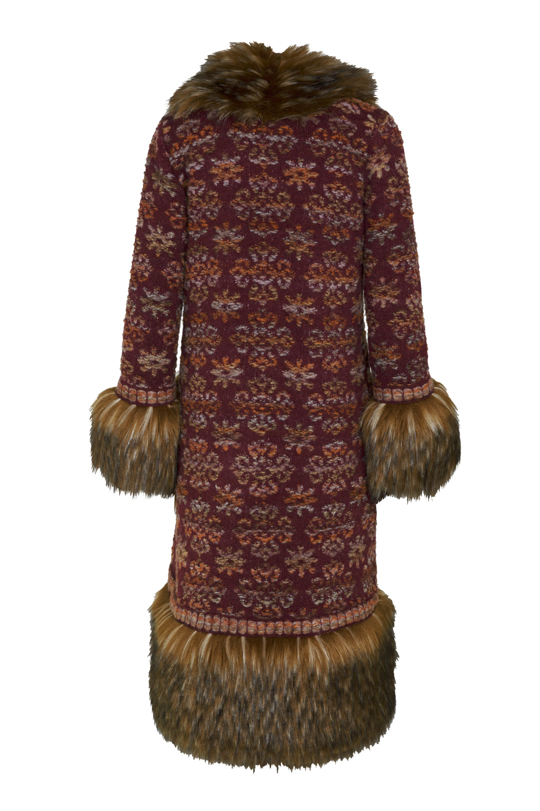 EMILE LONG BURGUNDY JACQUARD COAT