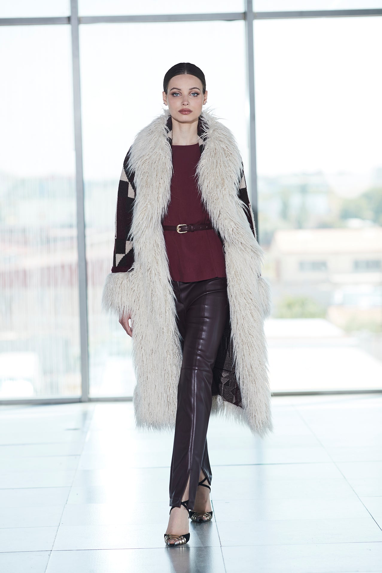ODETA LONG BURGUNDY ALPACA COAT