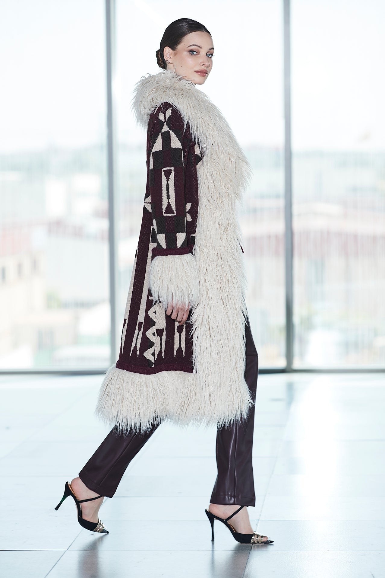 ODETA LONG BURGUNDY ALPACA COAT