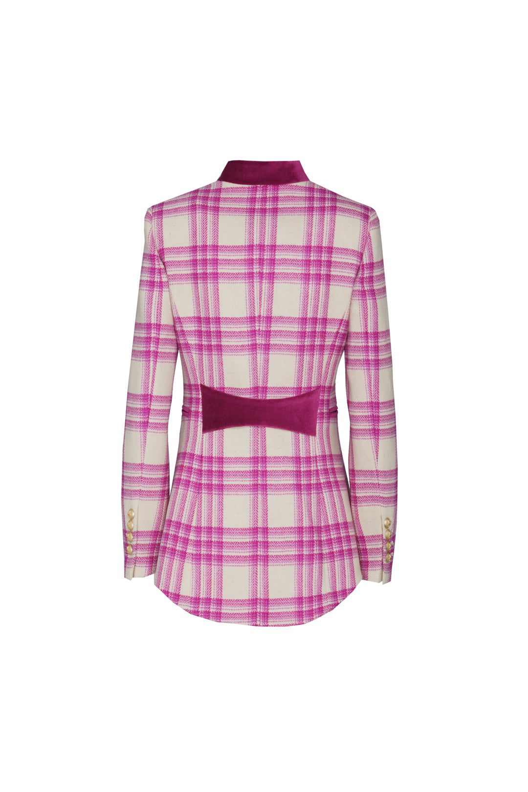 RASPBERRY MARFIL WOOL CHECK TAILCOAT