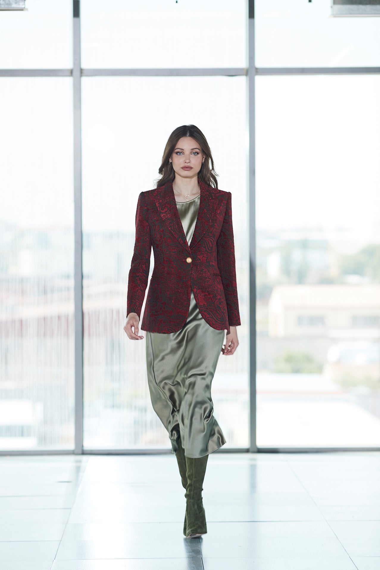MERLOT SCOTLAND FLOWER JACQUARD BLAZER