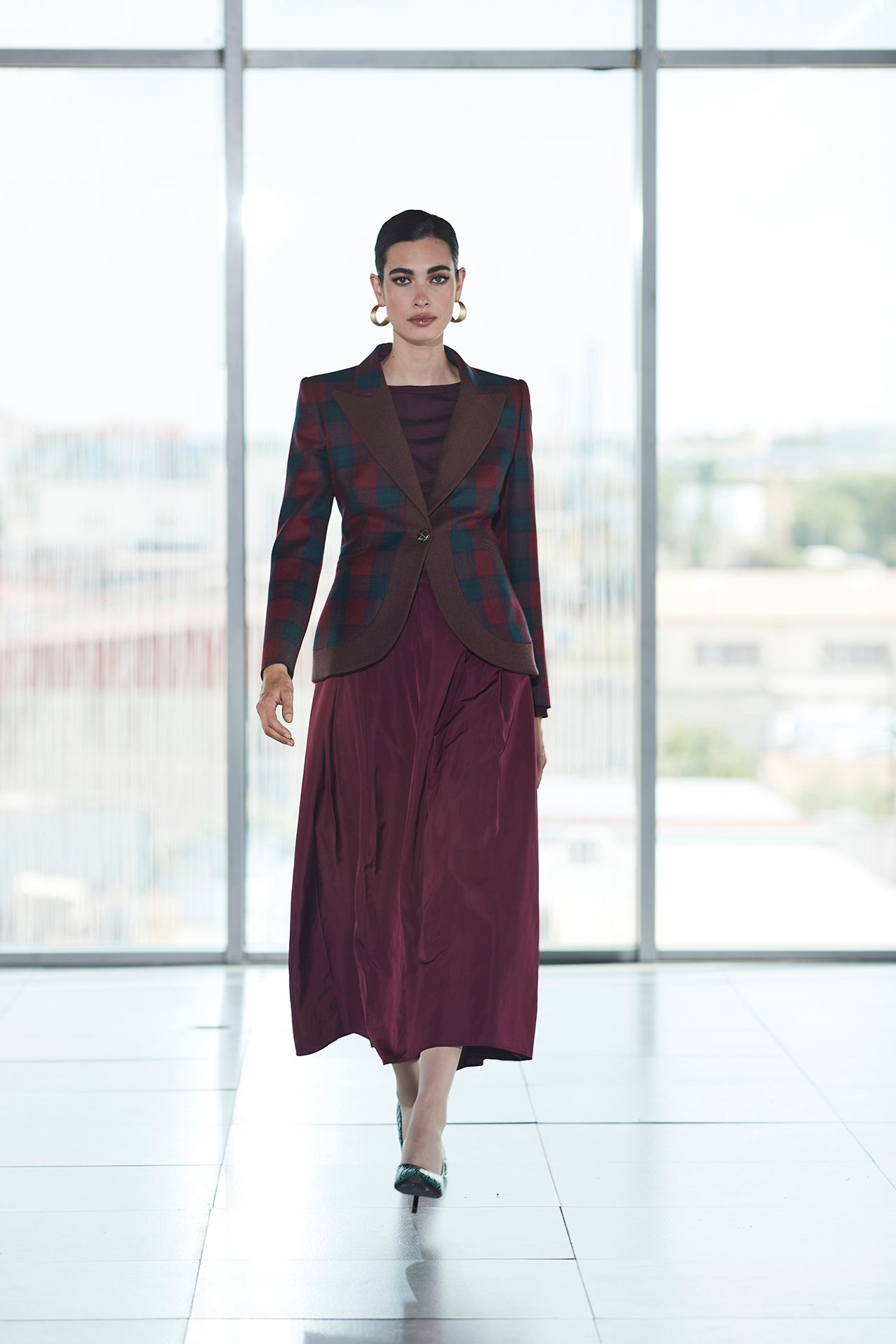 MERLOT CAMERON CLAN CHECK BLAZER 