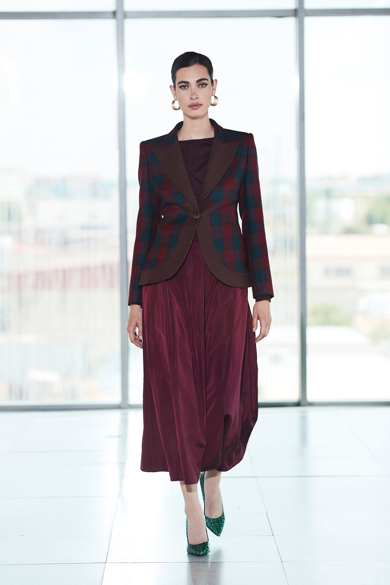 MERLOT CAMERON CLAN CHECK BLAZER 