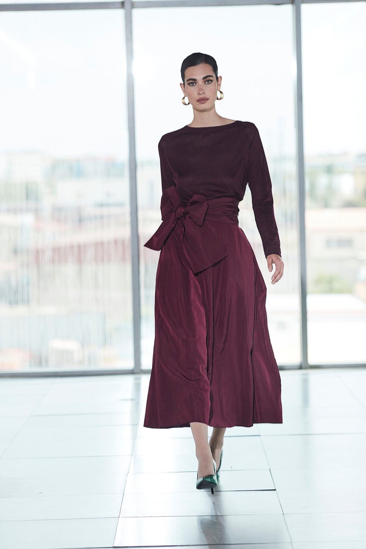 Structured Burgundy Midi Skirt - Limited Edition