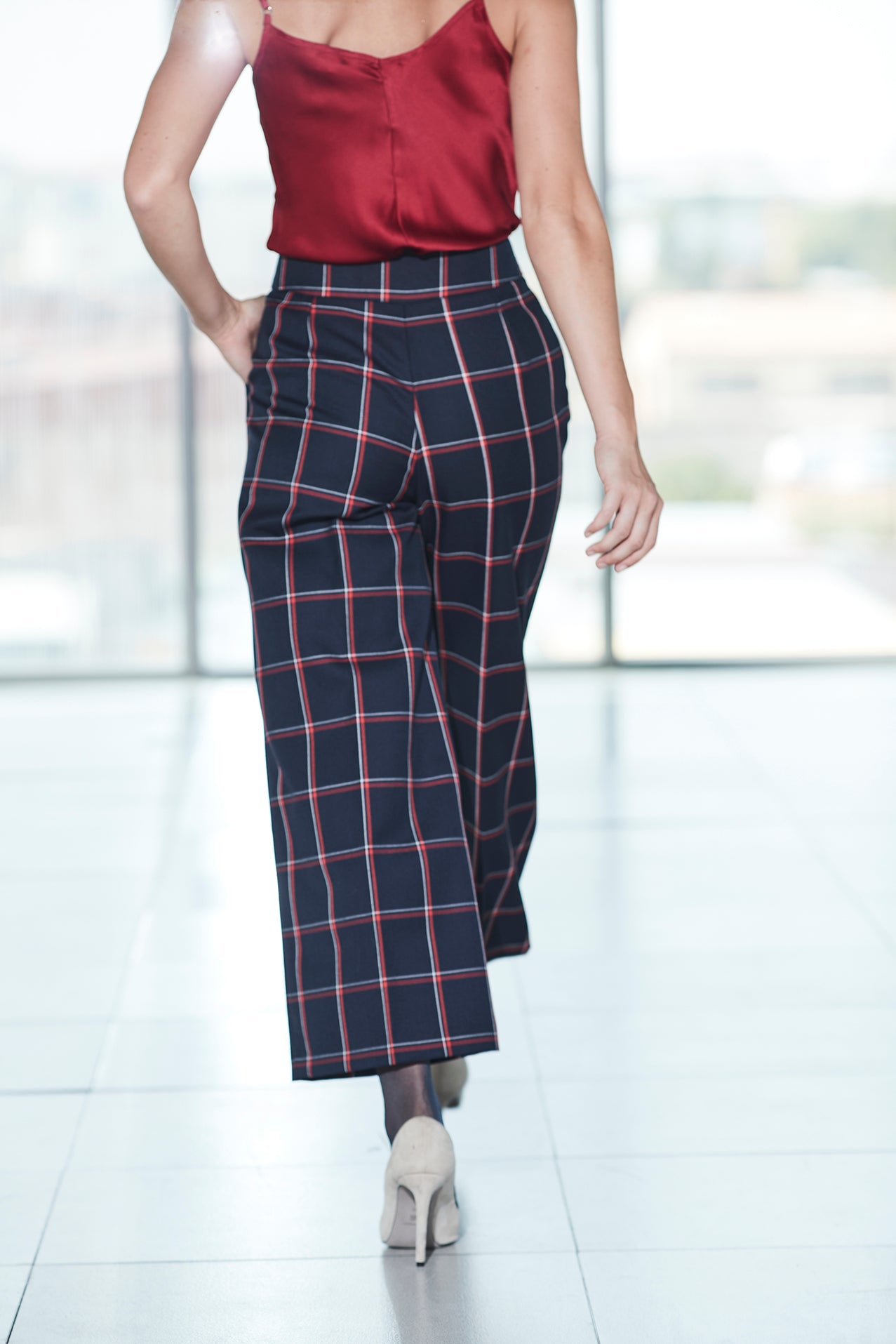 PANTALÓN CUADROS INDIGO ELEANOR