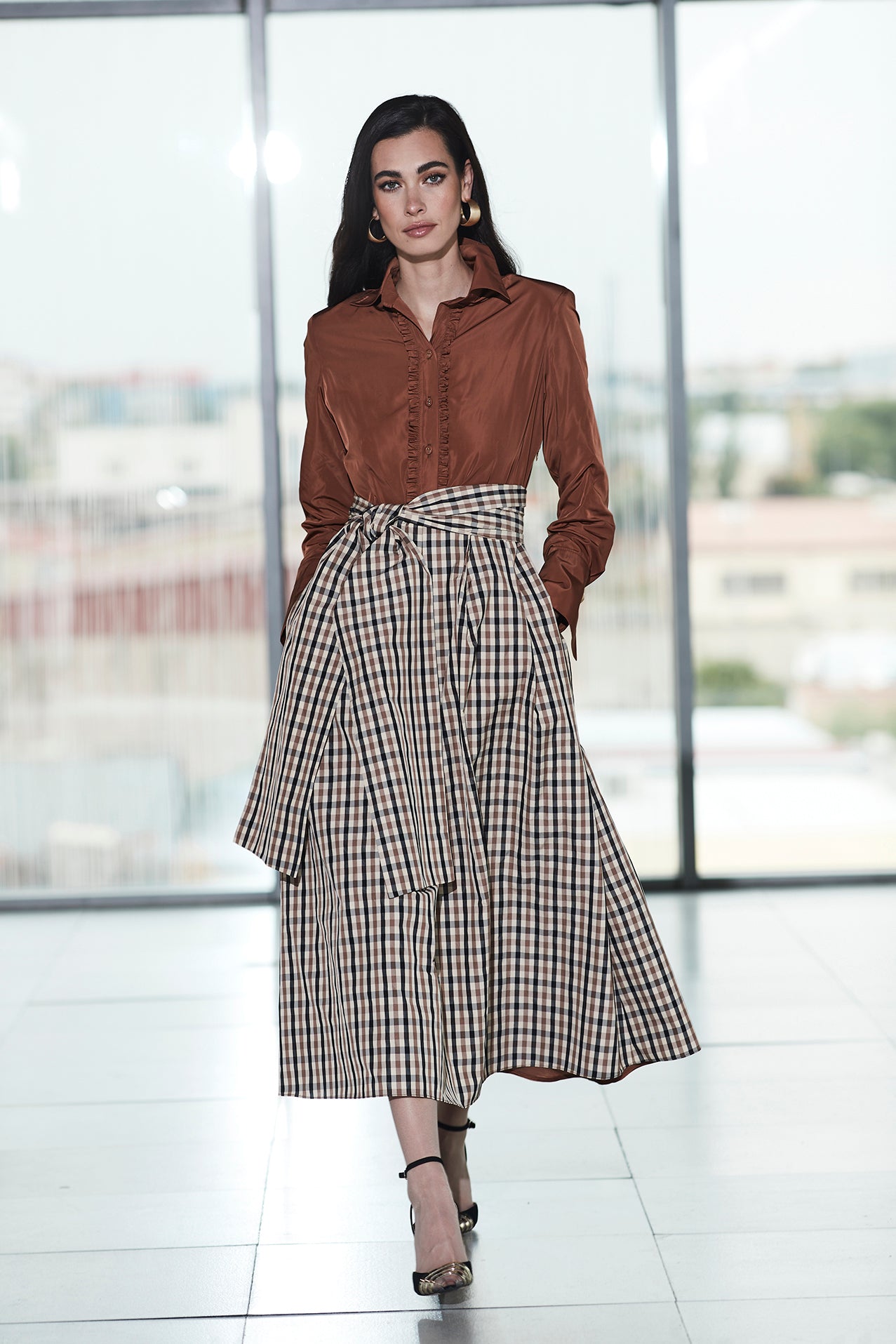 CORNELIA HOUNDSTOOTH COMBINATION DRESS