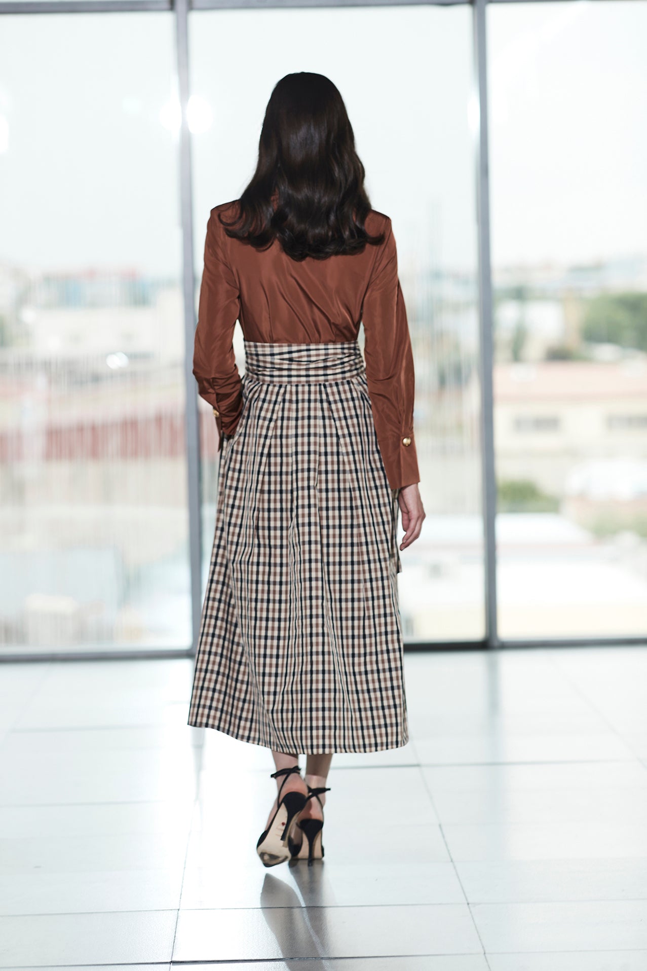 CORNELIA HOUNDSTOOTH COMBINATION DRESS