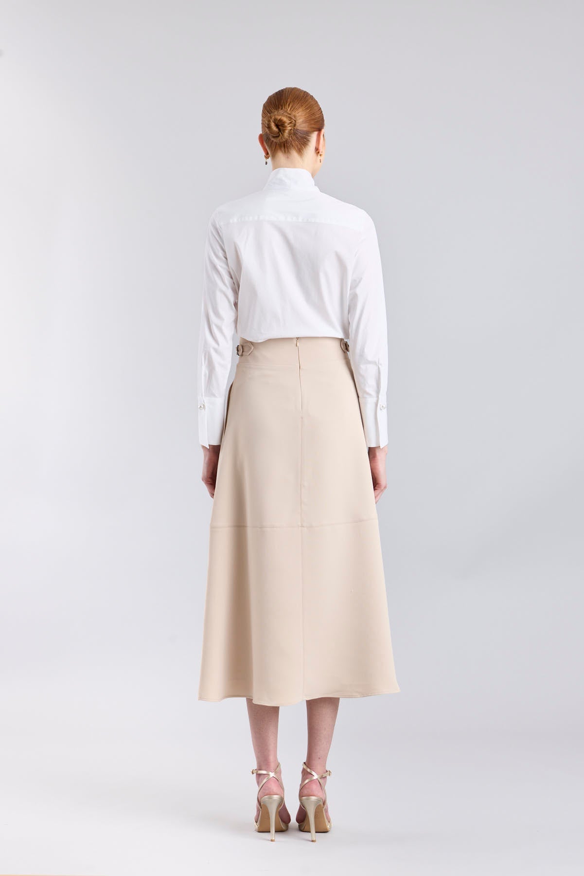 Beige A - line Midi Skirt - Limited Edition - THE EXTREME COLLECTION