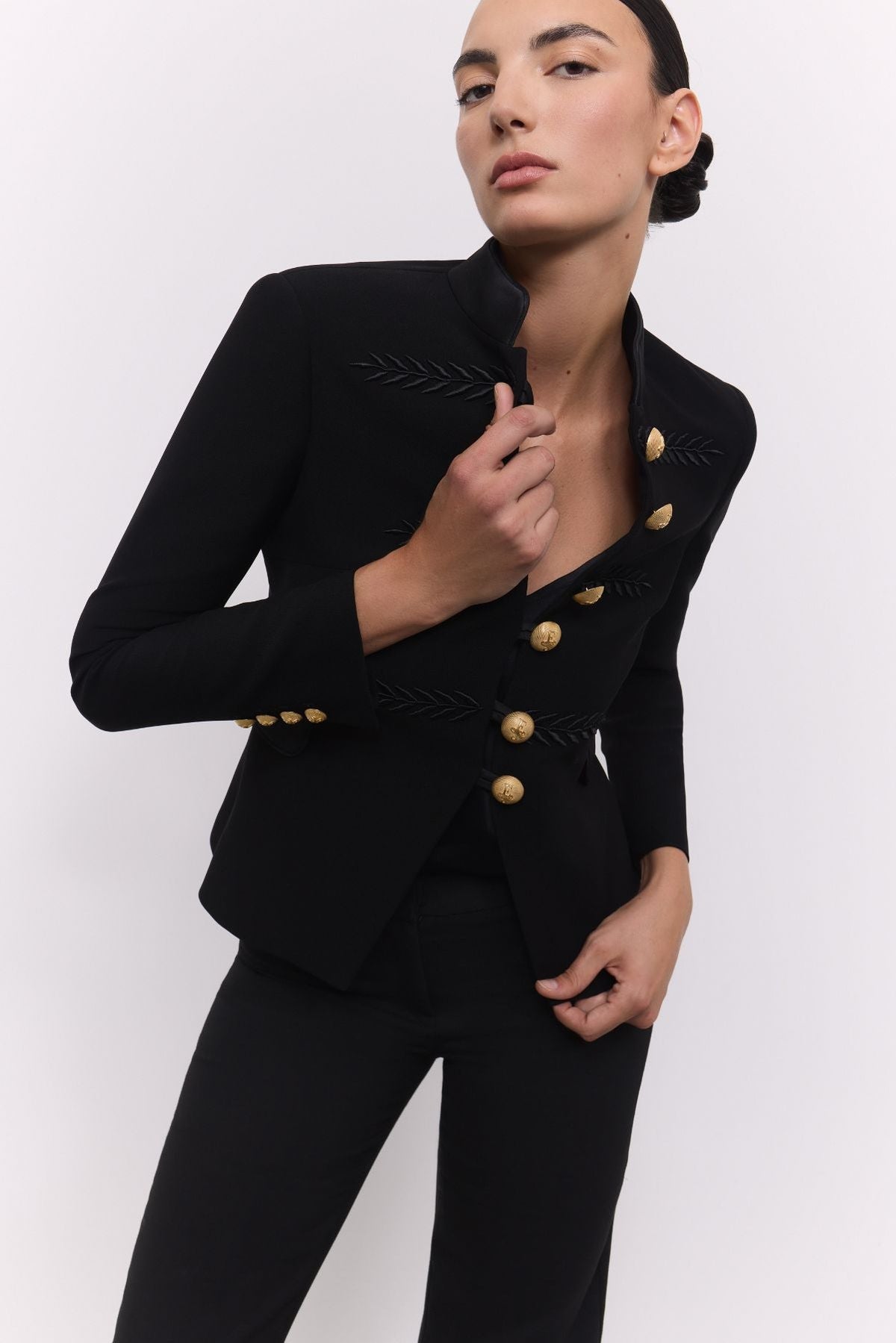 Black Embroidered Military Blazer Renata 01 - Limited Edition - THE EXTREME COLLECTION
