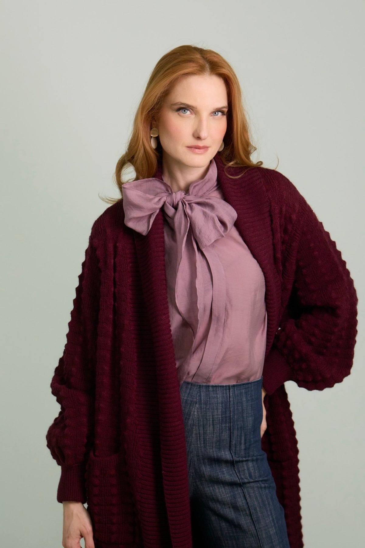 Burgundy Long Knitted Cardigan Dominic - Limited Edition - THE EXTREME COLLECTION