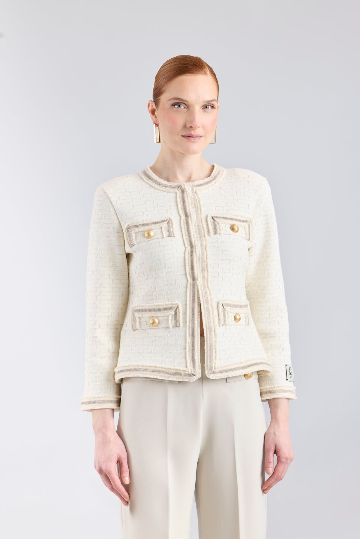 Cameron Cropped Structured Knit Jacket | The Extreme Collection