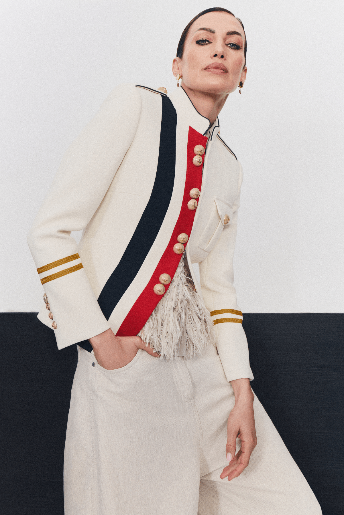 Claudia London White Military Tailored Jacket - Limited Edition - THE EXTREME COLLECTION