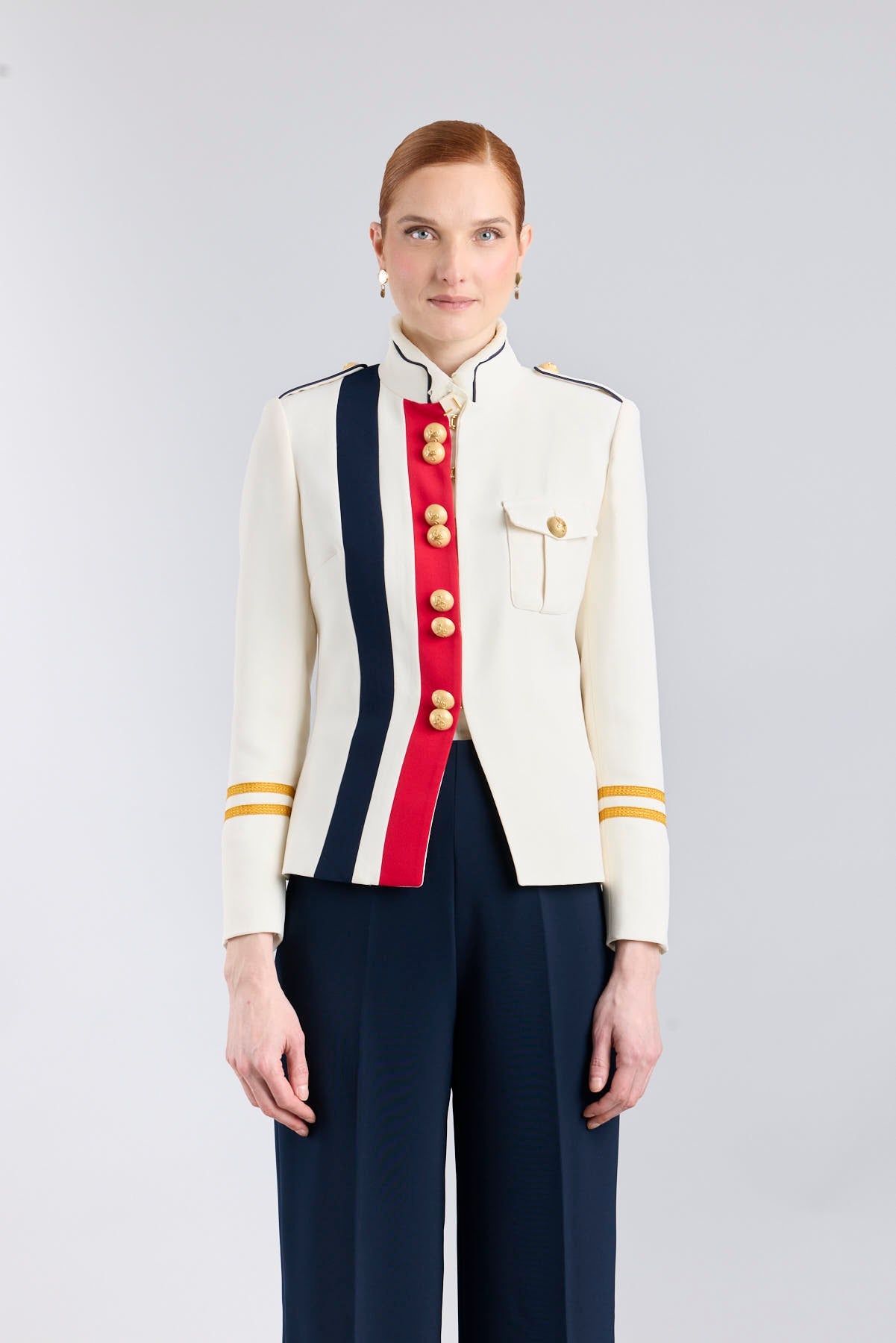 Claudia London White Military Tailored Jacket - Limited Edition - THE EXTREME COLLECTION