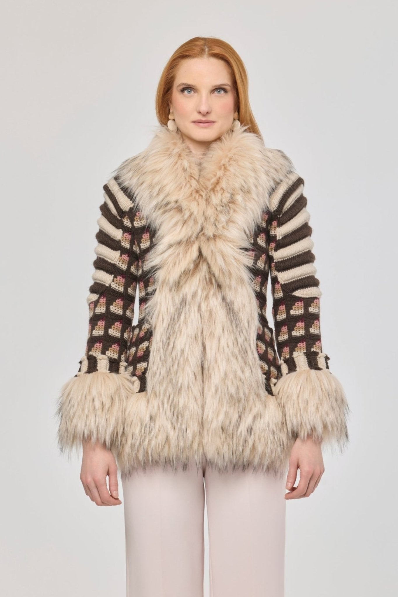 Daisy Short Knit Coat with Faux Fur - Limited Edition - THE EXTREME COLLECTION