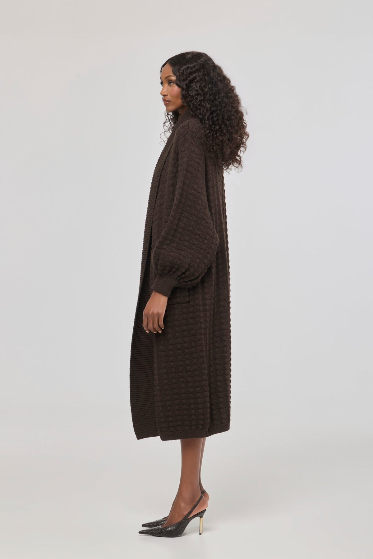 Dominic Long Brown Knit Cardigan - Limited Edition - THE EXTREME COLLECTION