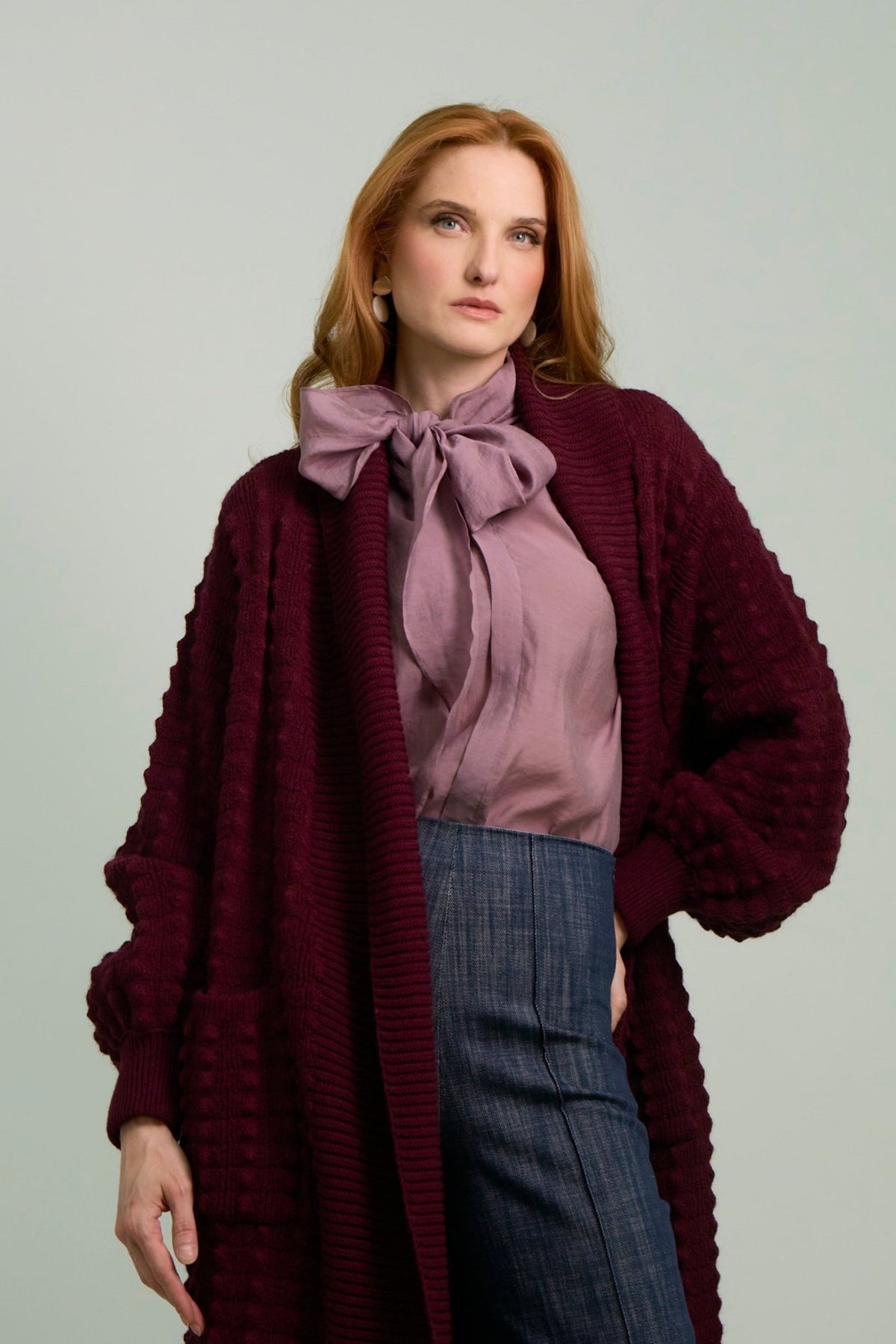 Dominic Long Burgundy Knit Cardigan - Limited Edition - THE EXTREME COLLECTION