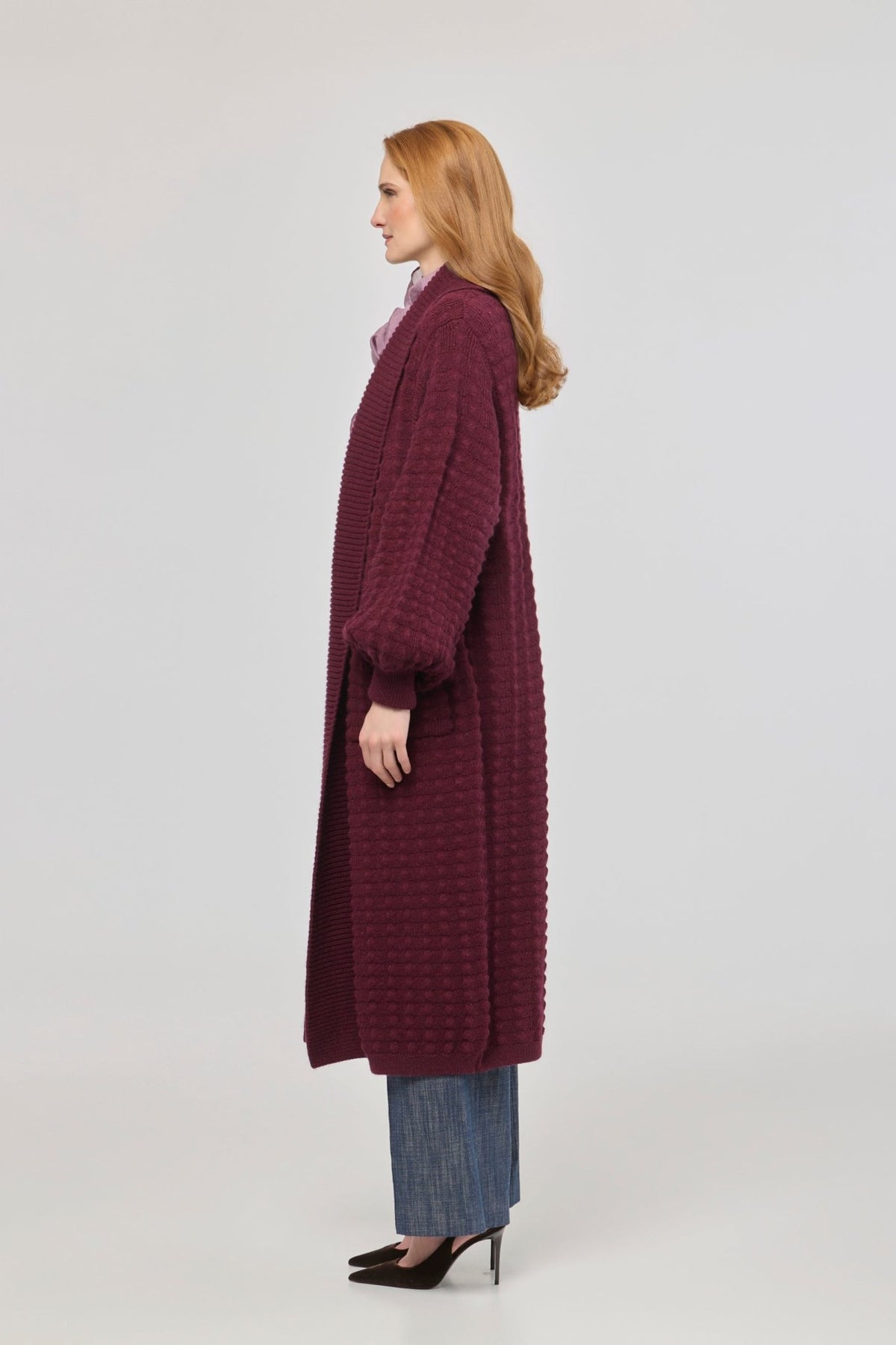 Dominic Long Burgundy Knit Cardigan - Limited Edition - THE EXTREME COLLECTION