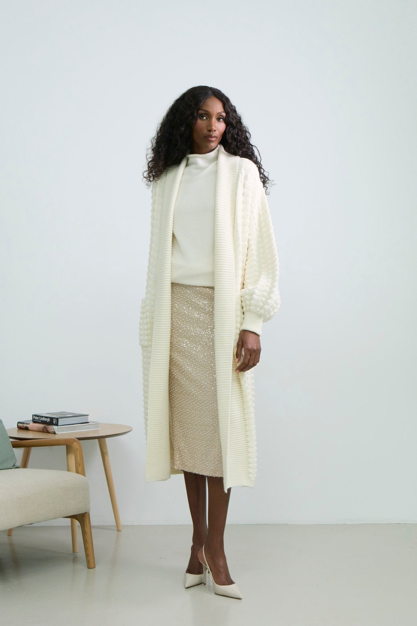 Dominic Long White Knit Cardigan - Limited Edition - THE EXTREME COLLECTION