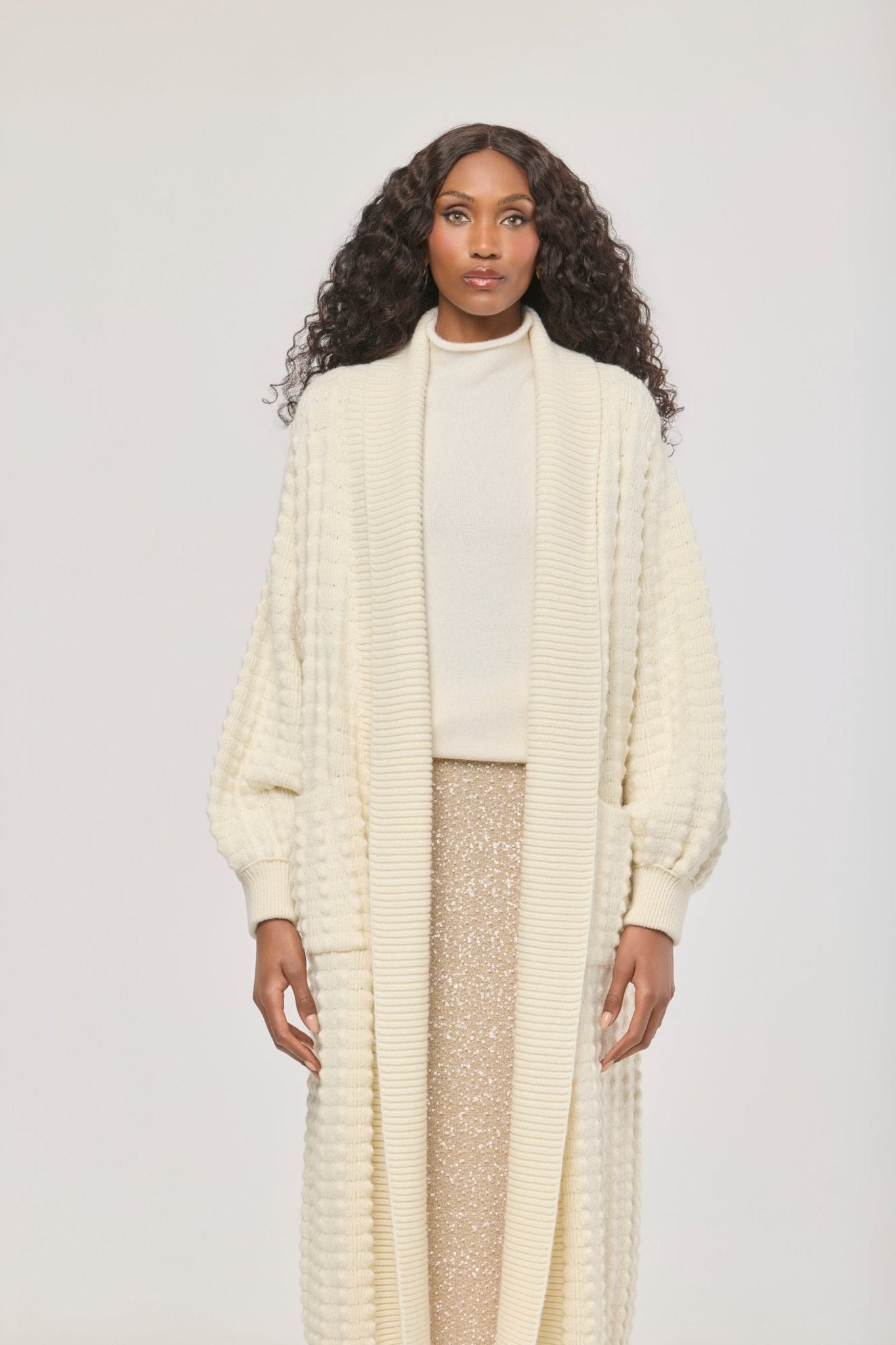 Dominic Long White Knit Cardigan - Limited Edition - THE EXTREME COLLECTION