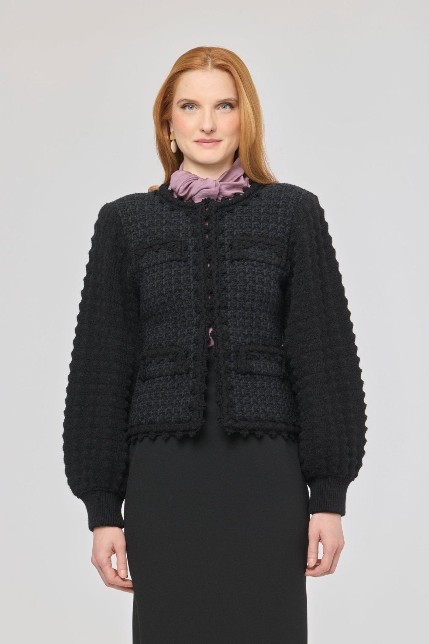 Kingston Structured Black Tweed-Style Cardigan - Limited Edition - THE EXTREME COLLECTION