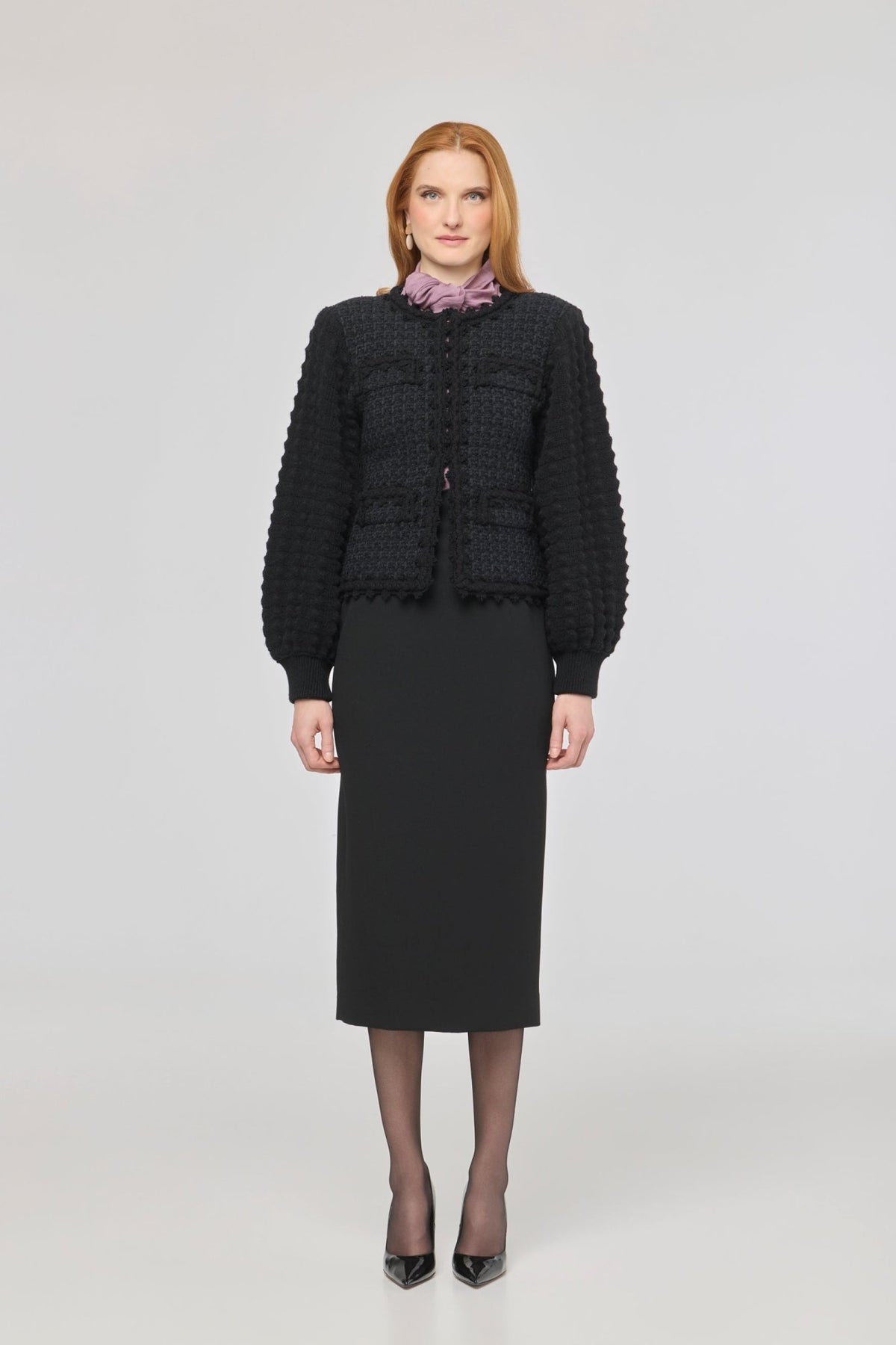 Kingston Structured Black Tweed-Style Cardigan - Limited Edition - THE EXTREME COLLECTION