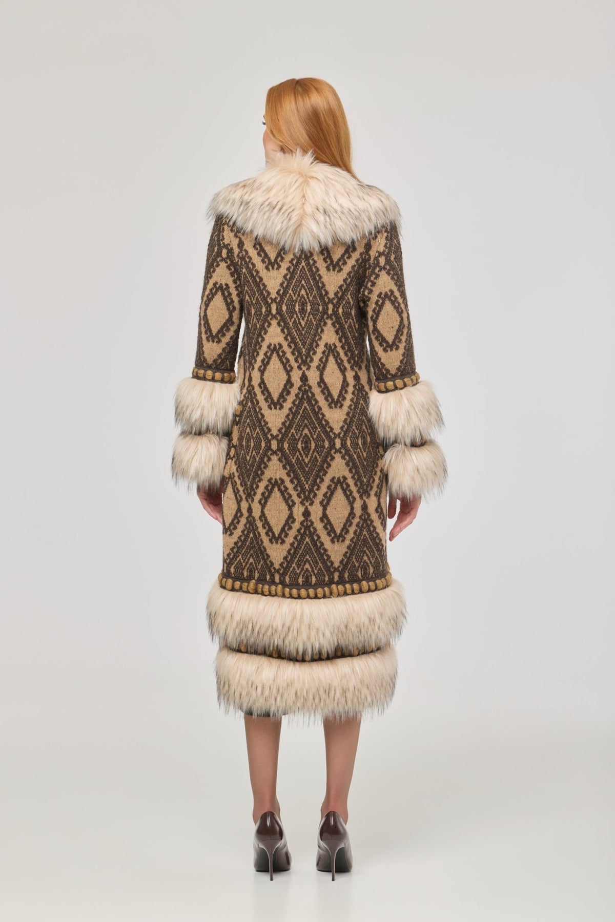 Kira Long Knit Coat with Faux Fur - Limited Edition - THE EXTREME COLLECTION