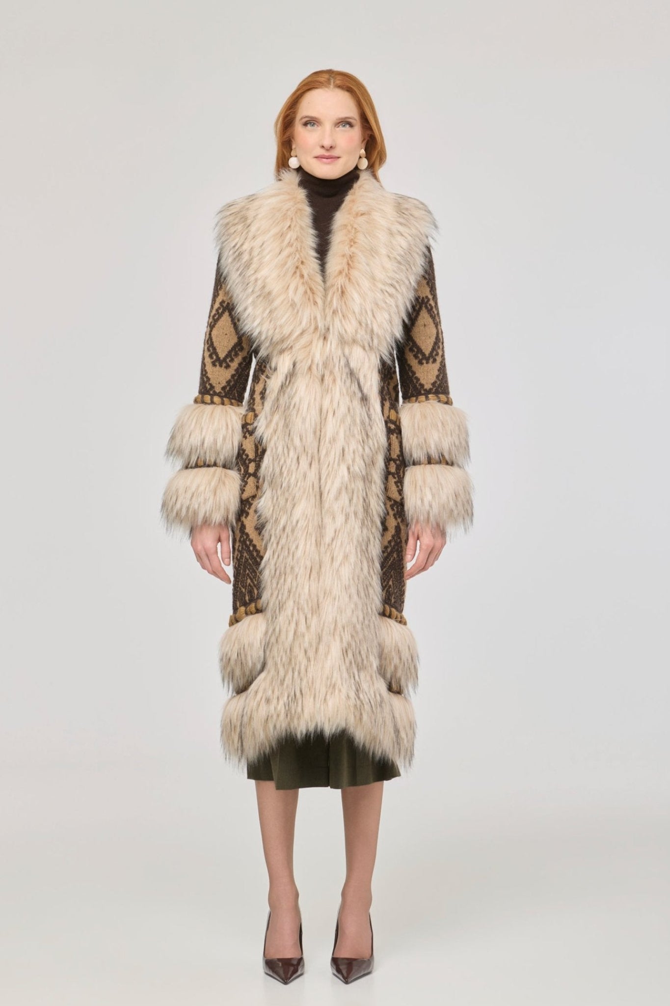 Kira Long Knit Coat with Faux Fur - Limited Edition - THE EXTREME COLLECTION