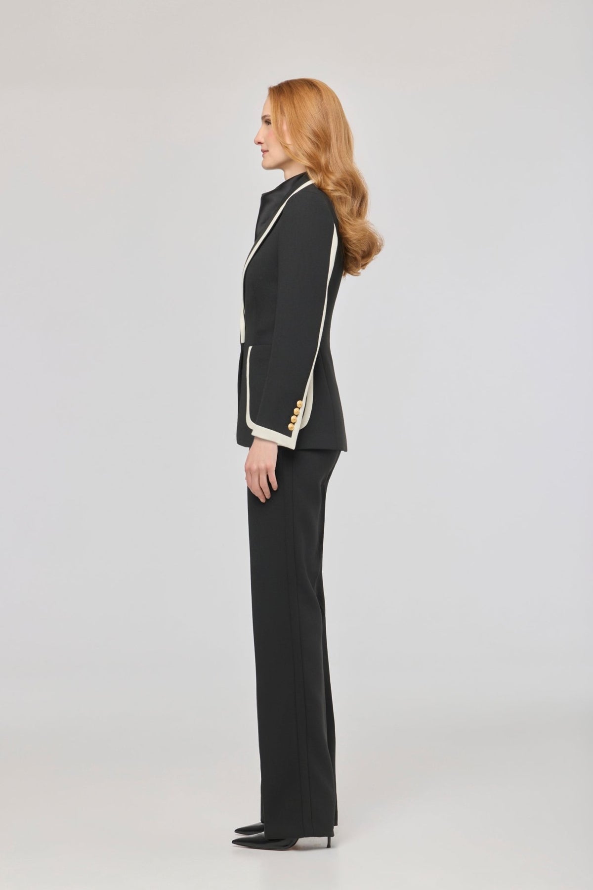 Laurent Black Blazer with Contrast Piping - Limited Edition - THE EXTREME COLLECTION