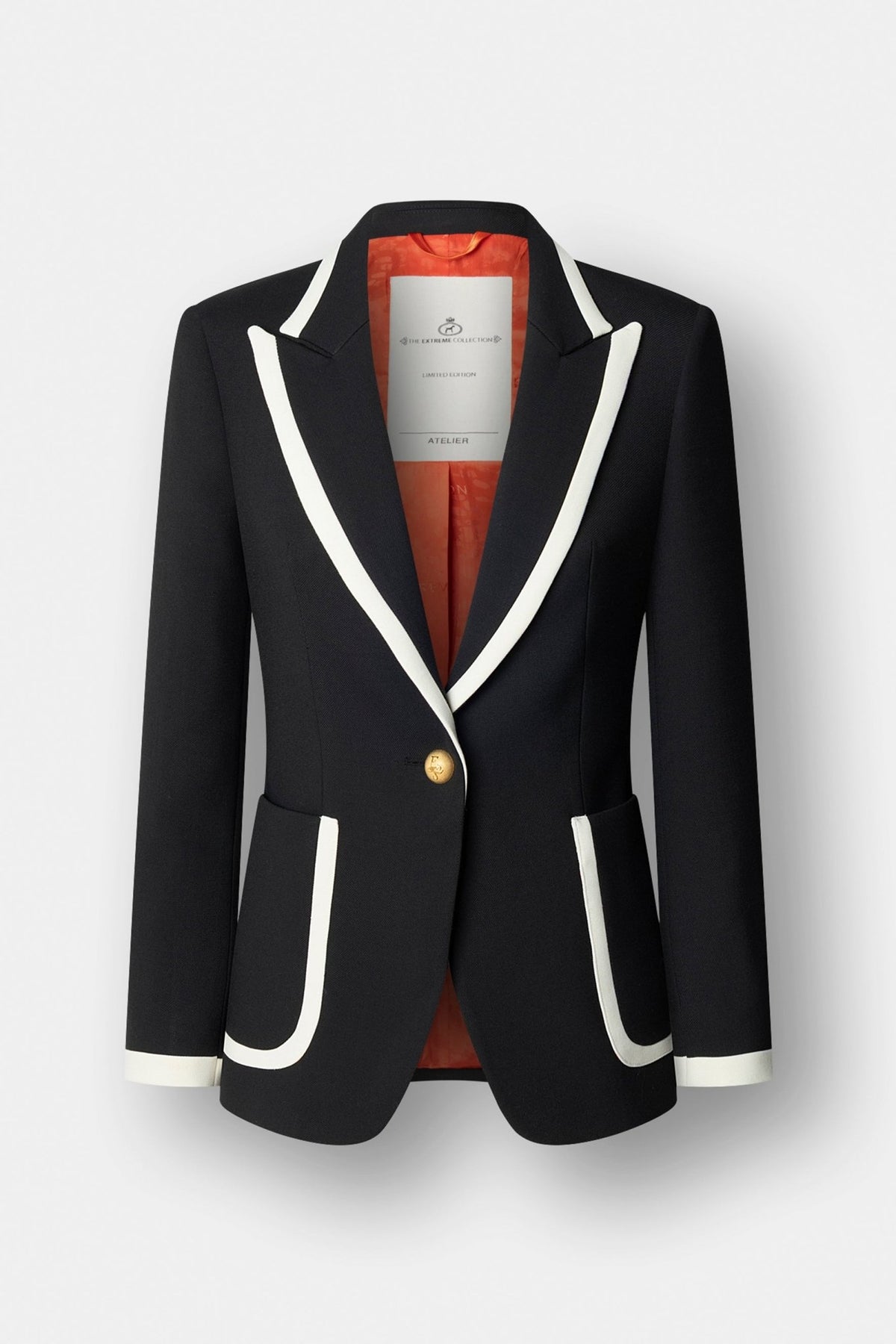 Laurent Black Blazer with Contrast Piping - Limited Edition - THE EXTREME COLLECTION