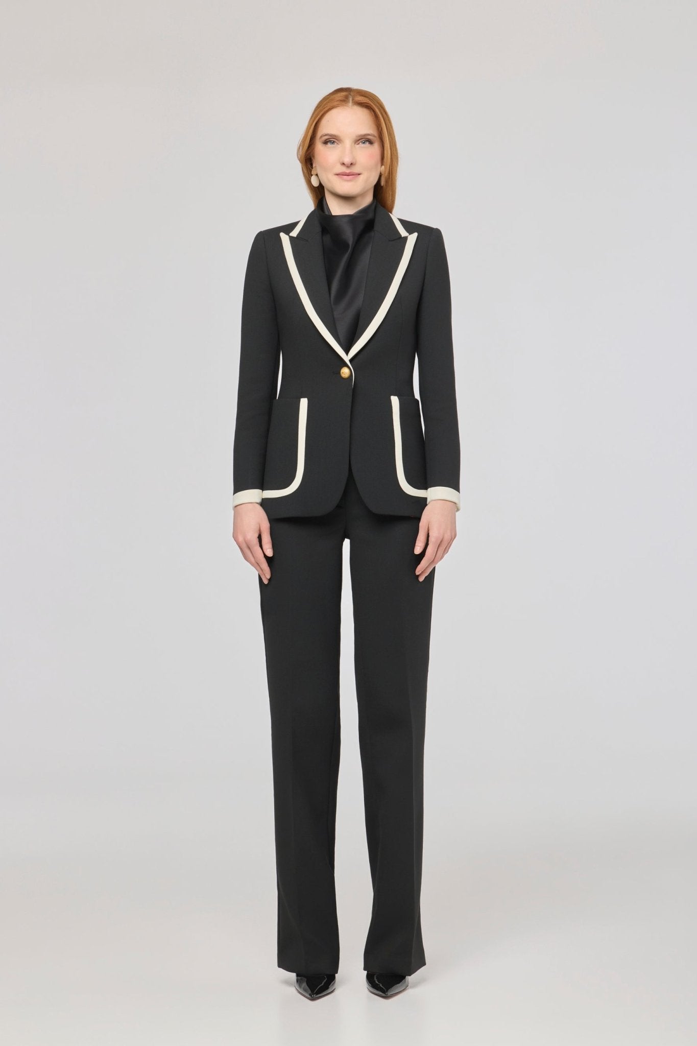 Laurent Black Blazer with Contrast Piping - Limited Edition - THE EXTREME COLLECTION