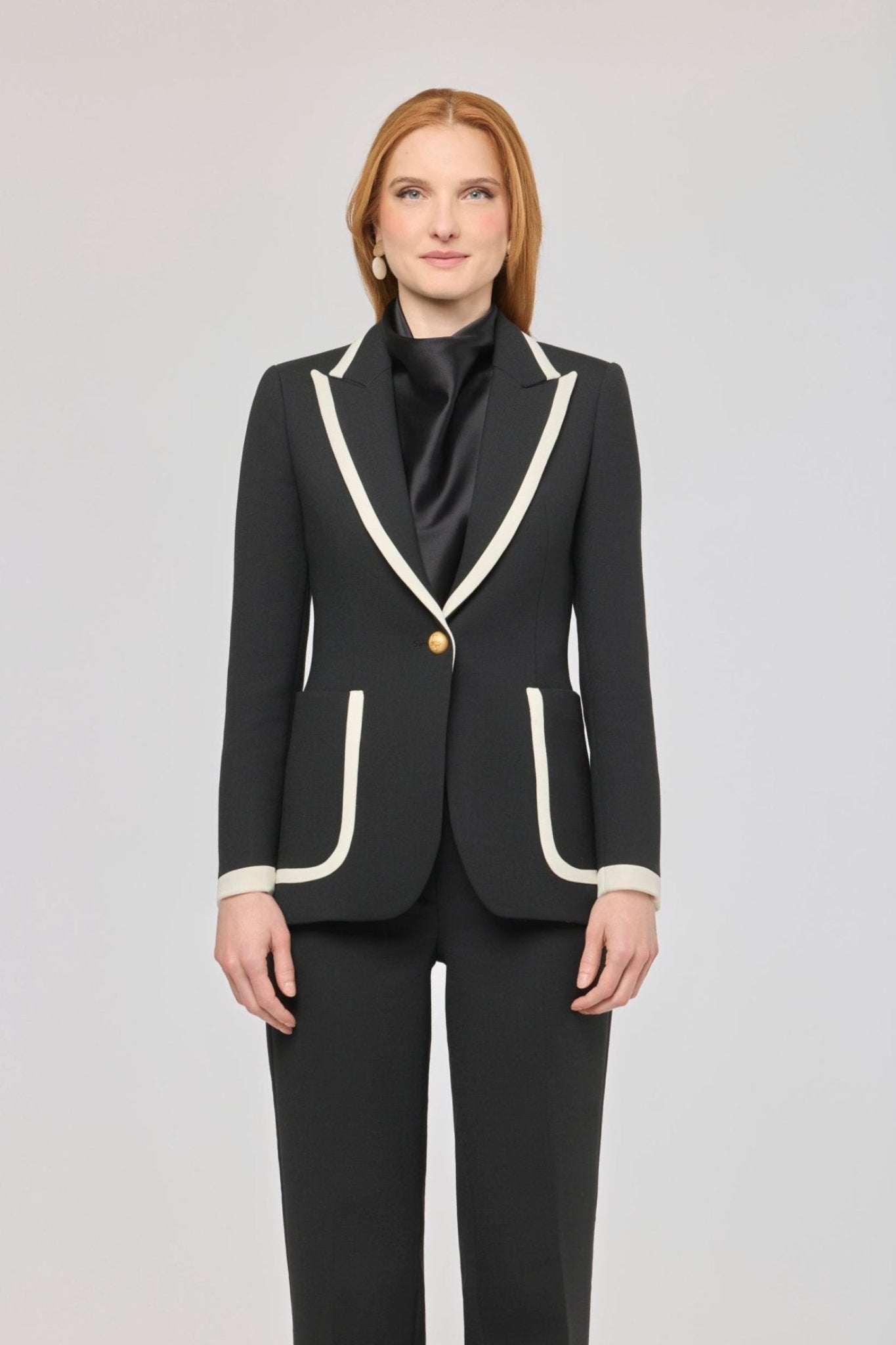 Laurent Black Blazer with Contrast Piping - Limited Edition - THE EXTREME COLLECTION