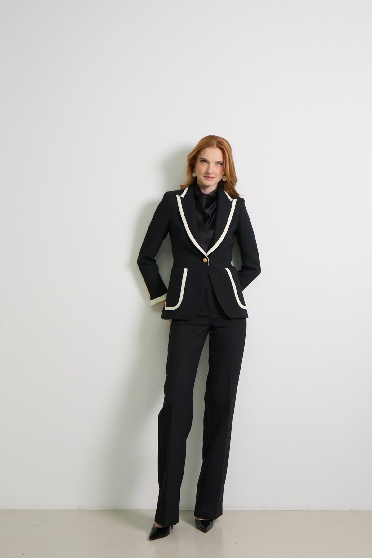 Laurent Black Blazer with Contrast Piping - Limited Edition - THE EXTREME COLLECTION
