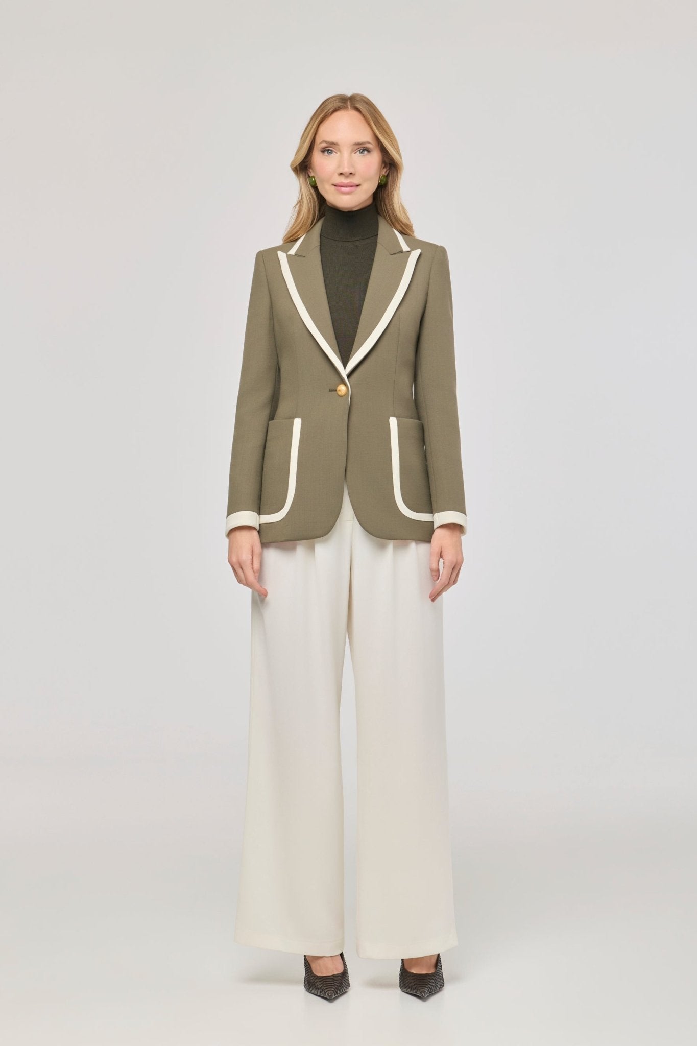 Laurent Green Blazer with Contrast Piping - Limited Edition - THE EXTREME COLLECTION