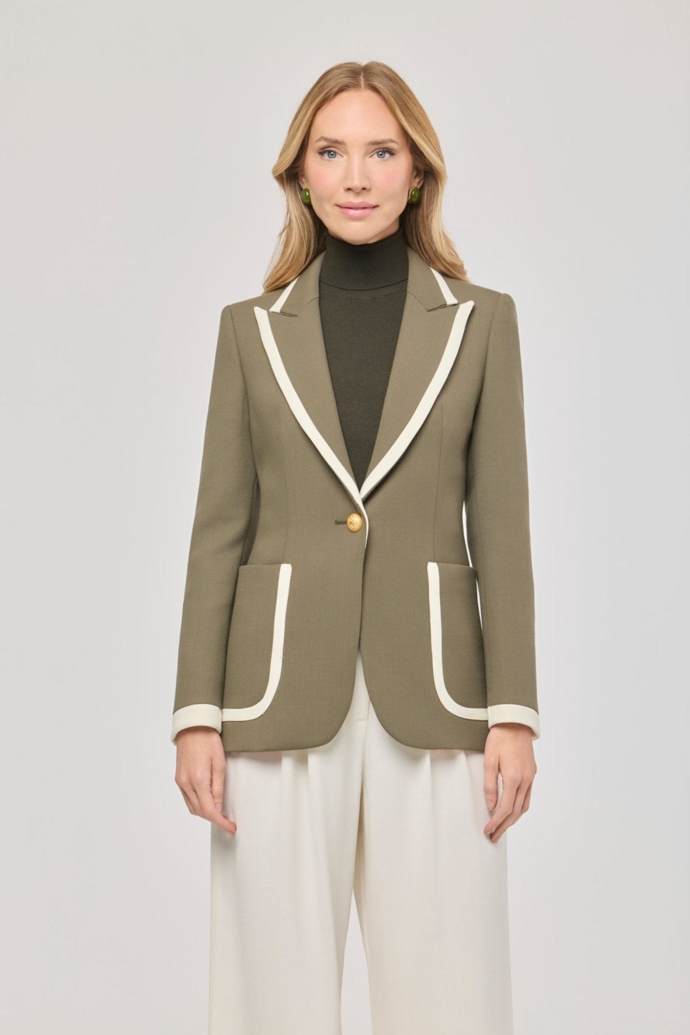Laurent Green Blazer with Contrast Piping - Limited Edition - THE EXTREME COLLECTION