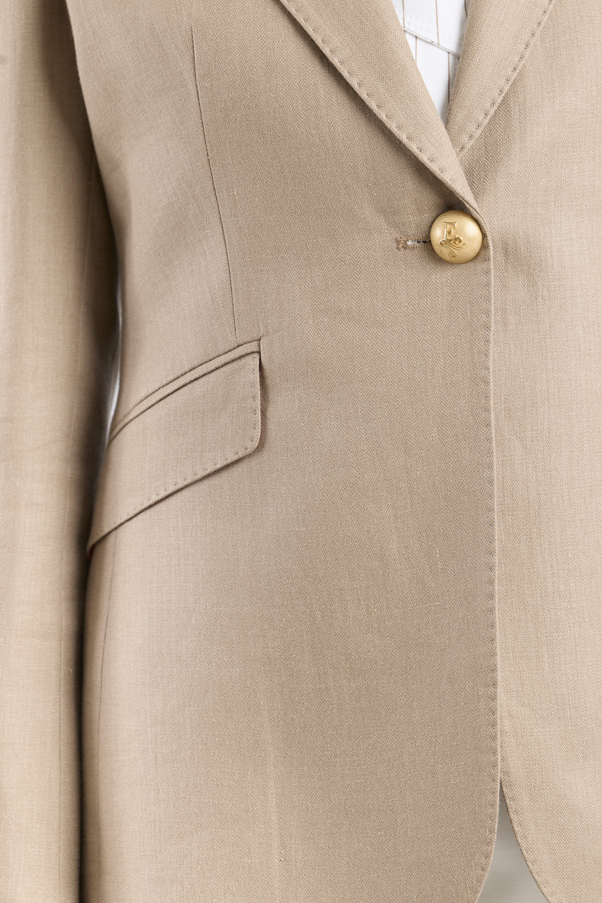 Leonetta Hazelnut Linen Tailored Blazer - Limited Edition - THE EXTREME COLLECTION