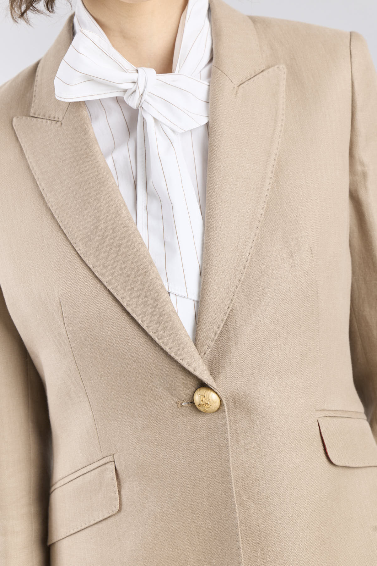 Leonetta Hazelnut Linen Tailored Blazer - Limited Edition - THE EXTREME COLLECTION