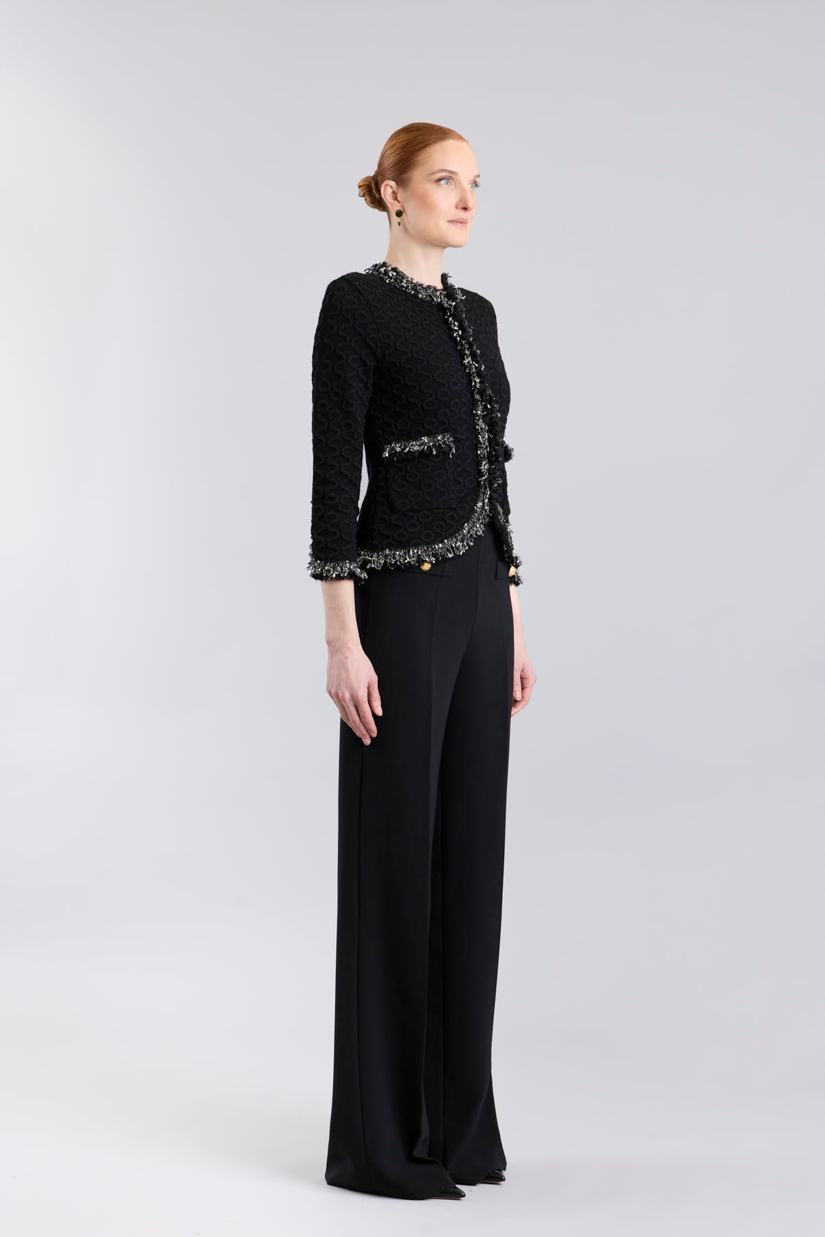 Ludovica Black Metallic Trim Structured Jacket - Limited Edition - THE EXTREME COLLECTION