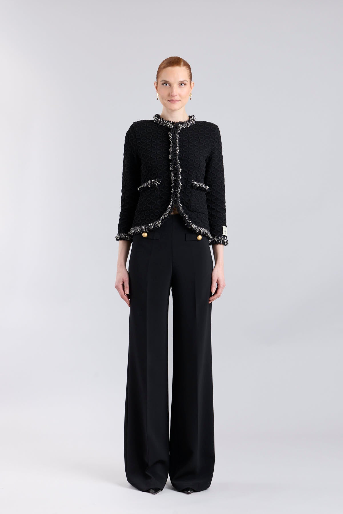 Ludovica Black Metallic Trim Structured Jacket - Limited Edition - THE EXTREME COLLECTION
