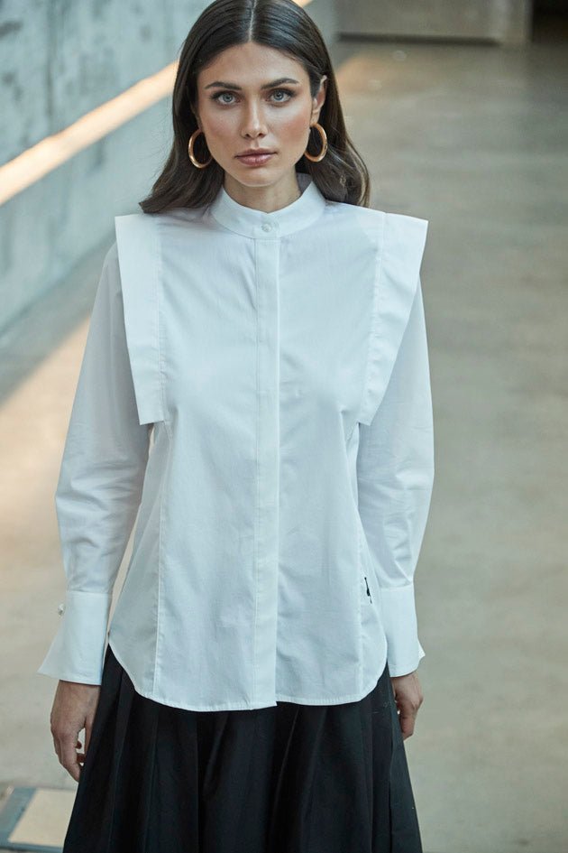 LULU WHITE SHIRT WITH MANDARIN COLLAR - THE EXTREME COLLECTION