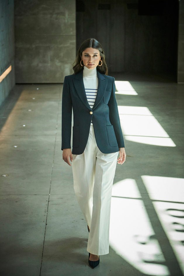 NAVY BENEDETTA BLAZER WITH PATCH POCKETS - THE EXTREME COLLECTION