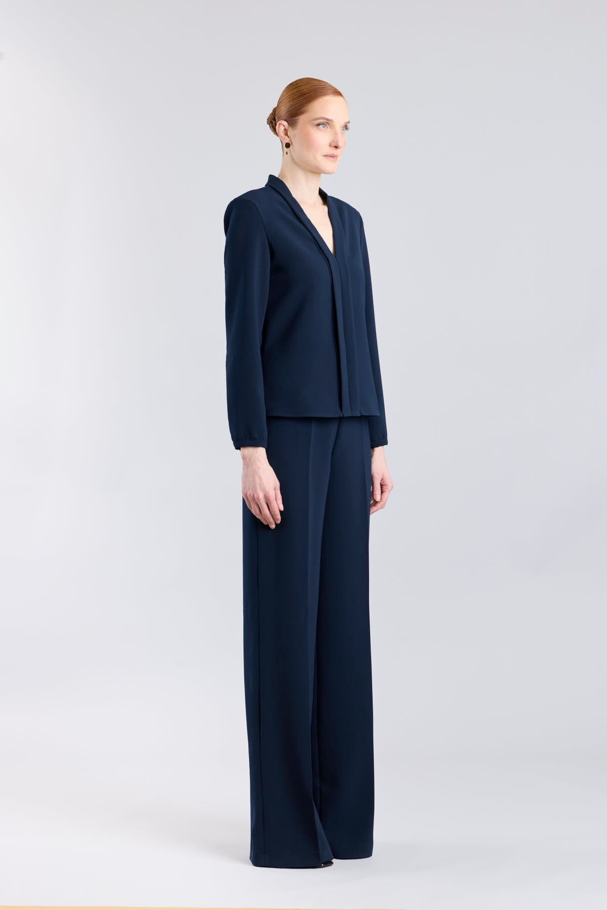 Navy Blue Tuxedo Collar Blouse - Limited Edition - THE EXTREME COLLECTION