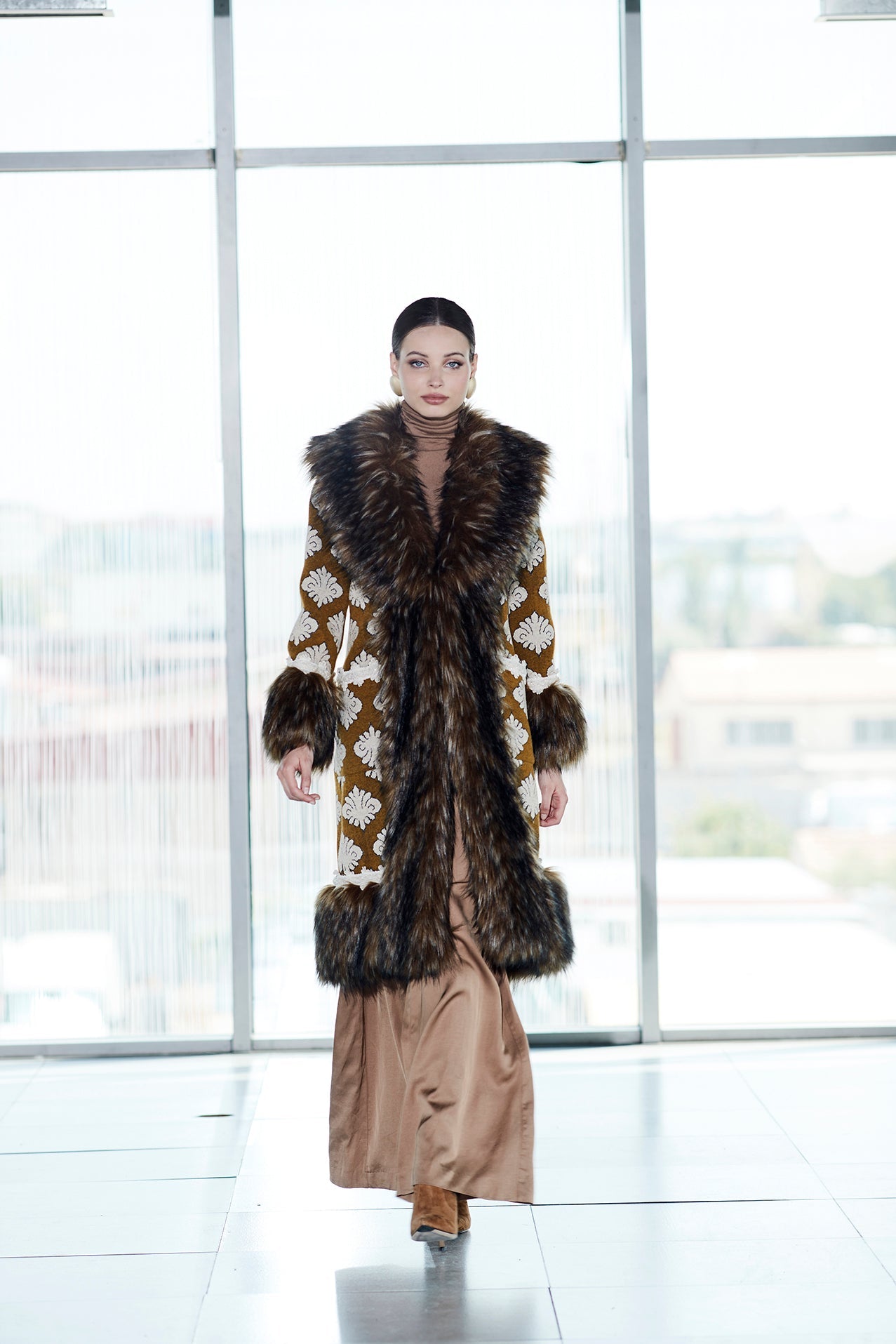 OLIVE LONG OCHRE ALPACA COAT - THE EXTREME COLLECTION