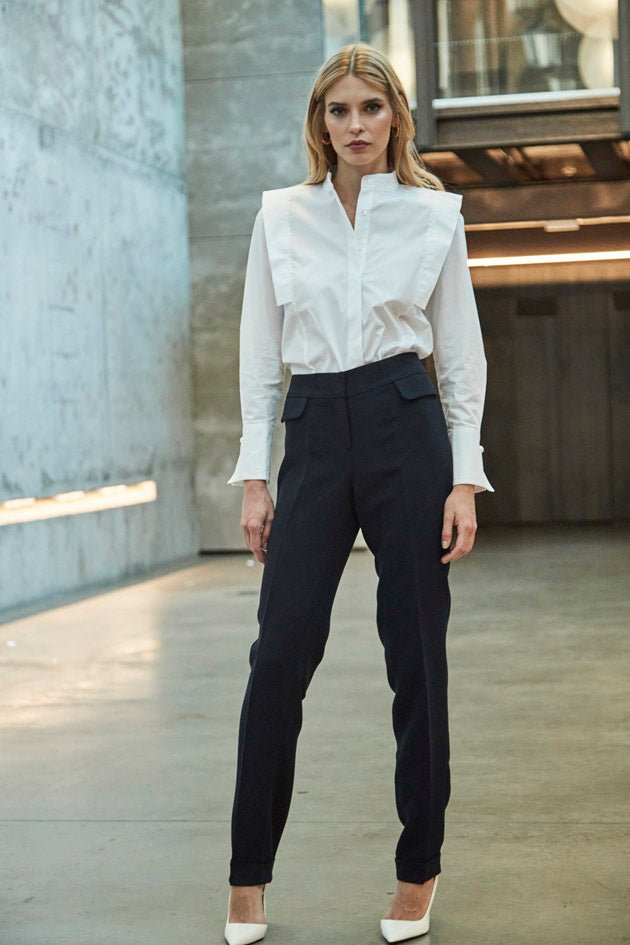 OLIVIA NAVY PLEATED TROUSERS - THE EXTREME COLLECTION