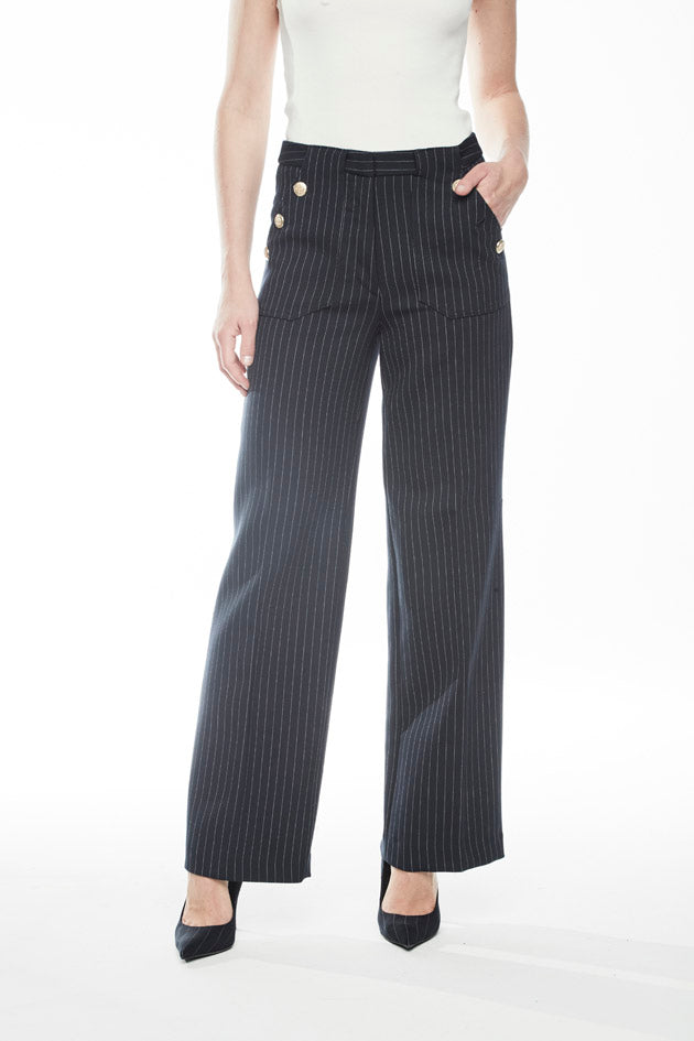 ATELIER NAVY DIPLOMATIC STRIPE PANTS