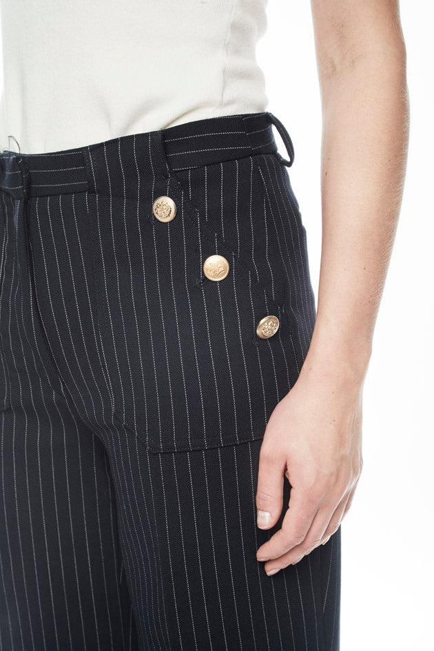 ATELIER NAVY DIPLOMATIC STRIPE PANTS