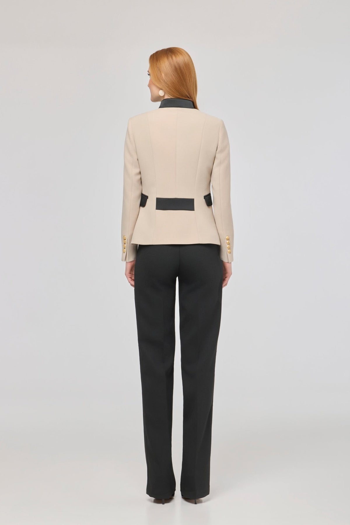 Renata Gold Cropped Beige Embroidered Blazer - Limited Edition - THE EXTREME COLLECTION