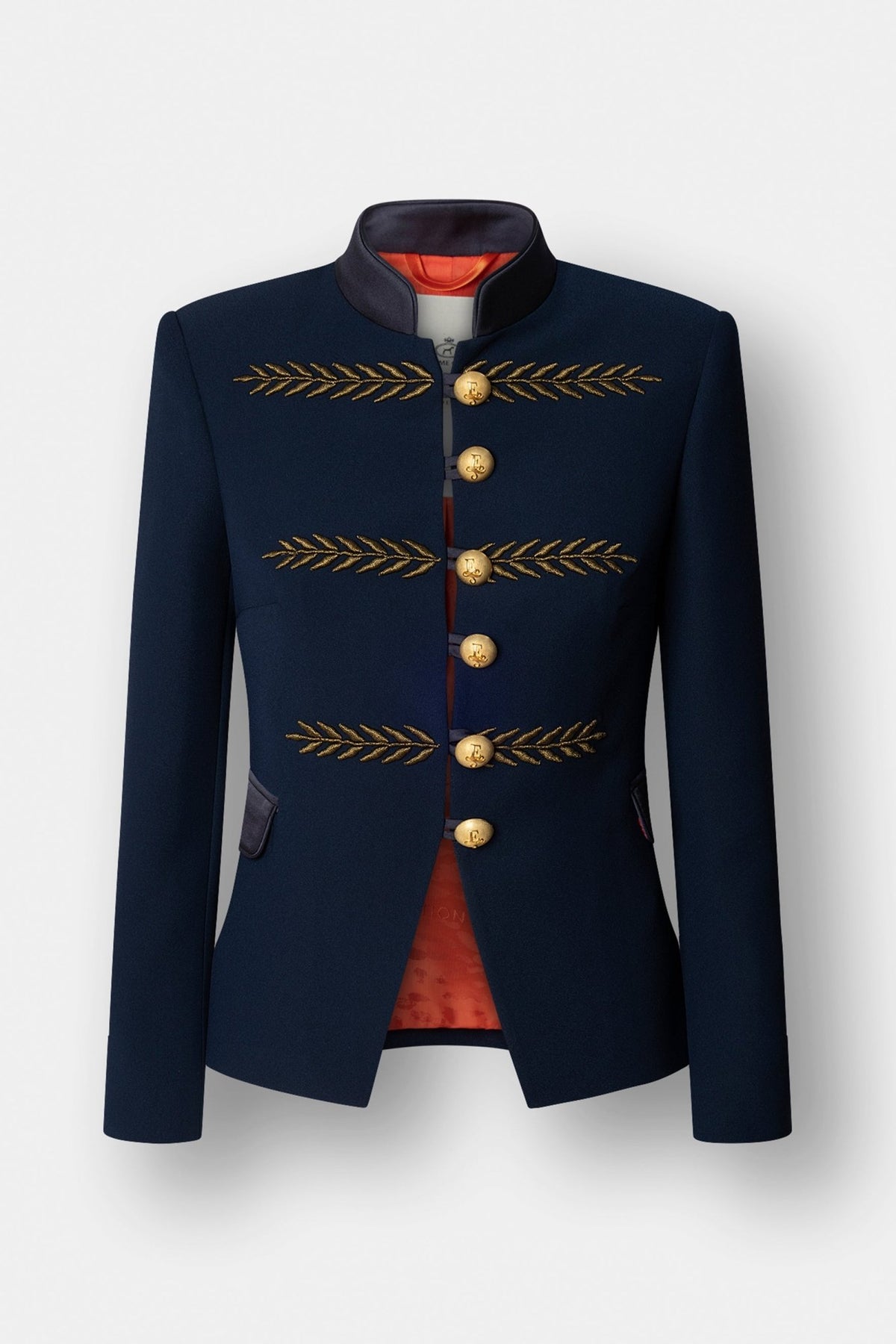 Renata Gold Cropped Navy Blue Embroidered Blazer - Limited Edition - THE EXTREME COLLECTION