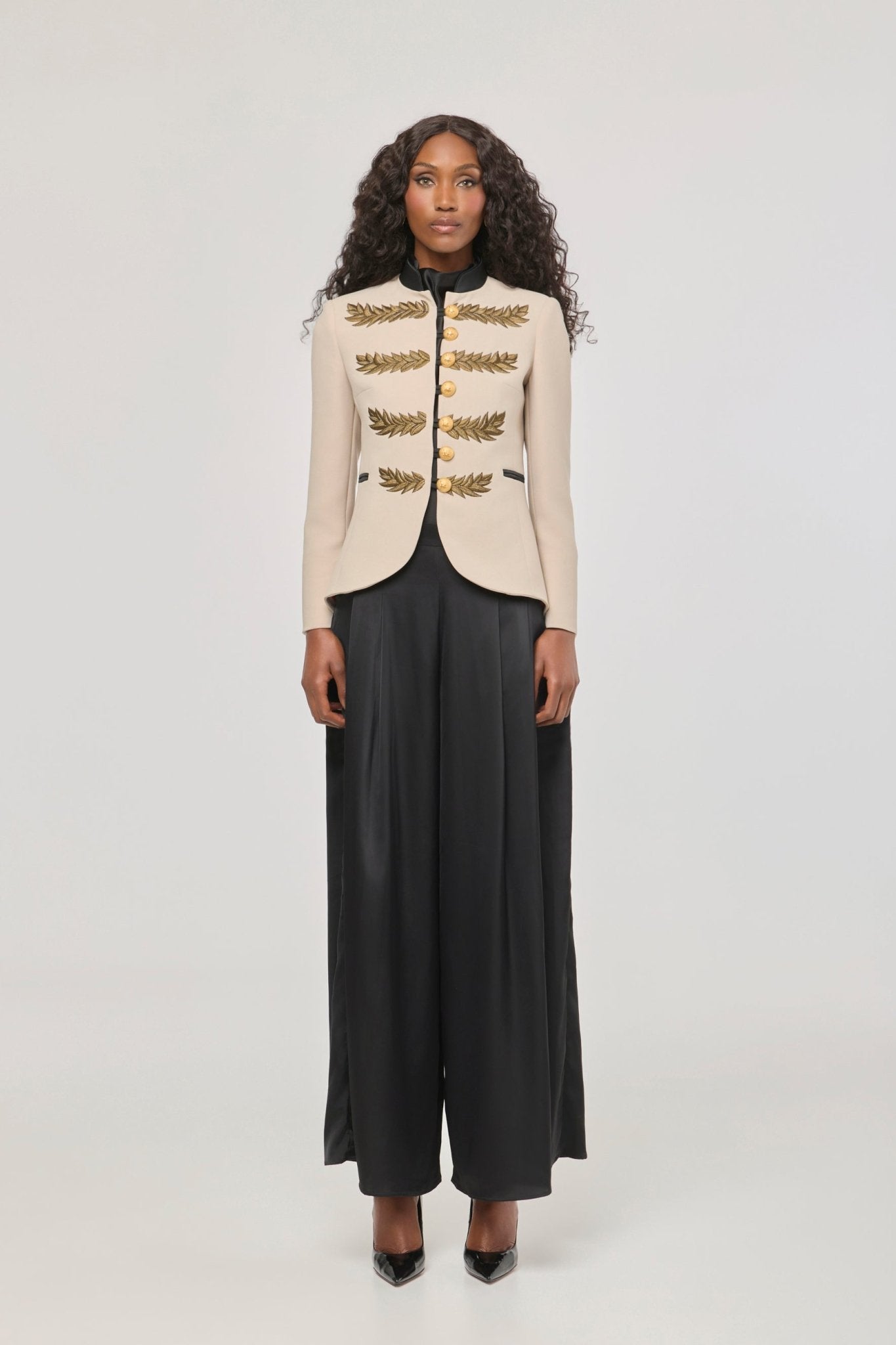 Renata Love Gold Beige Embroidered Blazer - Limited Edition - THE EXTREME COLLECTION
